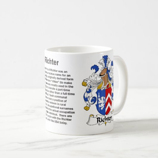 Richter Family Crest op een mok (Voorkant rechts)