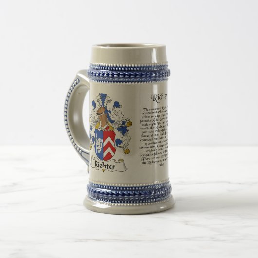 Richter Family Crest Stein Bierpul (Voorkant links)