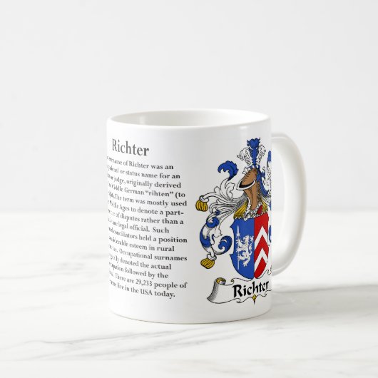 Richter Family German Coat of Arms Mok (Voorkant rechts)