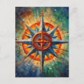 Richting in Chaos (Kompas Roos) Briefkaart (Voorkant)