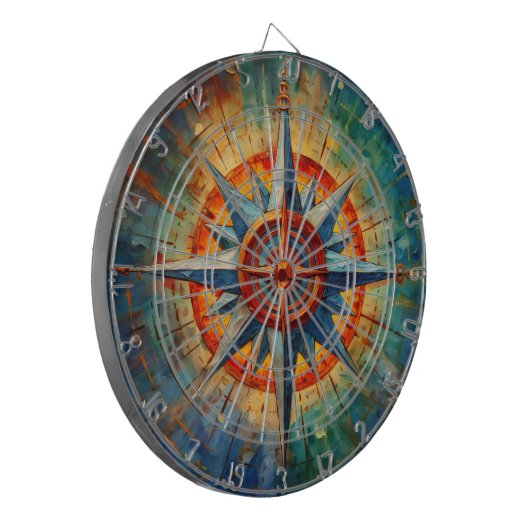 Richting in Chaos (Kompas Roos) Dartbord (Voorkant Links)