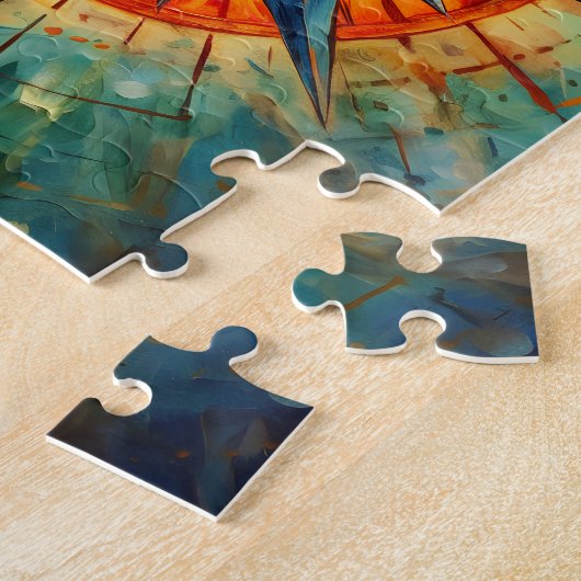 Richting in Chaos (Kompas Roos) Legpuzzel (Zijkant)