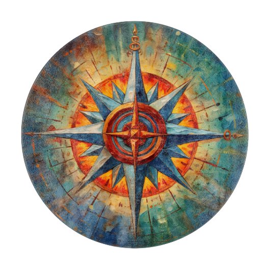 Richting in Chaos (Kompas Roos) Snijplank (Voorkant)