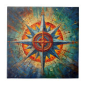 Richting in Chaos (Kompas Roos) Tegeltje (Voorkant)