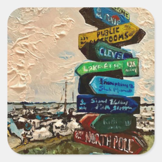 "Richtingaanwijzer op Kelley's Island" Sticker (Voorkant)