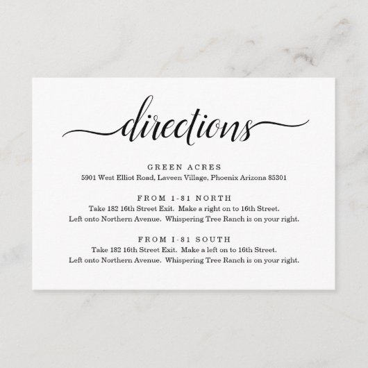 Richtingen Bijlagekaart - Eenvoudig Informatiekaartje (Voorkant)