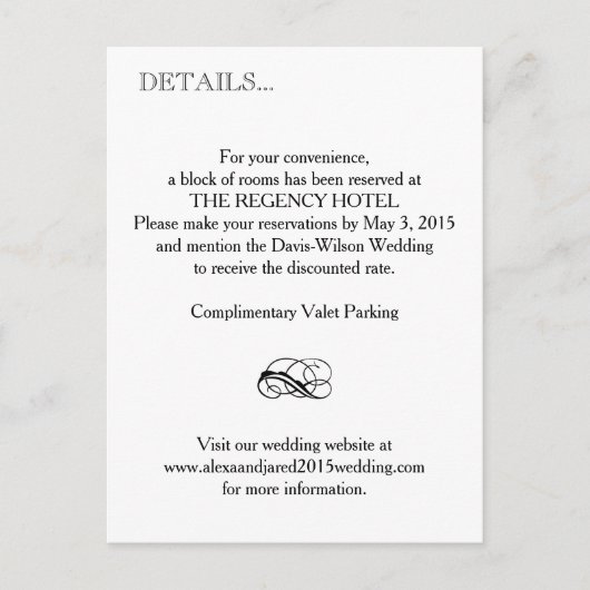 Richtingen en details Invoegen kaart (Voorkant)