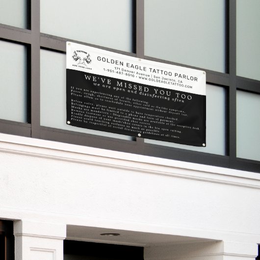 Richtsnoeren voor heropening tattoo spandoek (Buitenkant Gebouw)