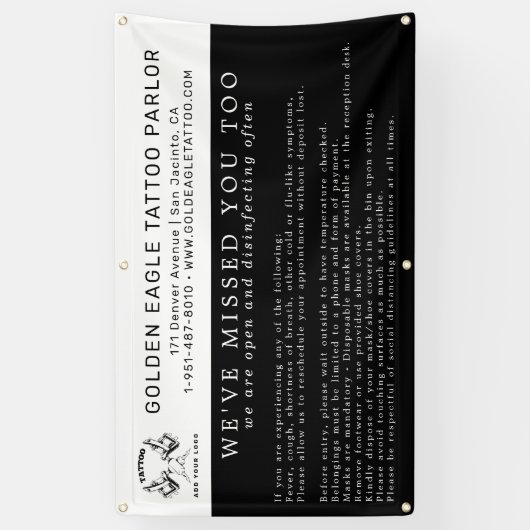 Richtsnoeren voor heropening tattoo spandoek (Verticaal)