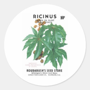 Ricinus, Castor OIl Plant, Roudabush's Seed Store Ronde Sticker