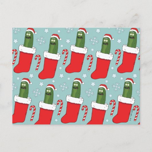 Rick and Morty | Christmas Pickle Rick Pattern Feestdagenkaart (Voorkant)