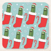 Rick and Morty | Christmas Pickle Rick Pattern Kartonnen Onderzetters (Voorkant)