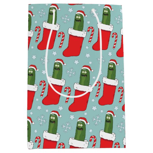 Rick and Morty | Christmas Pickle Rick Pattern Medium Cadeauzakje (Voorkant)