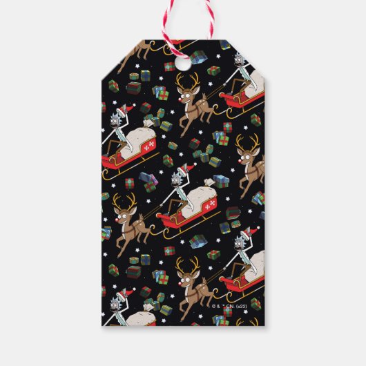 Rick and Morty | Christmas Reindeer Sleigh Pattern Cadeaulabel (Voorkant)