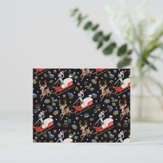 Rick and Morty | Christmas Reindeer Sleigh Pattern Feestdagenkaart (Staand voorkant)