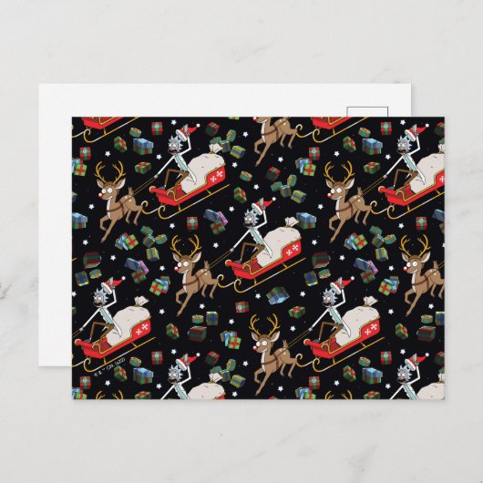 Rick and Morty | Christmas Reindeer Sleigh Pattern Feestdagenkaart (Voorkant / Achterkant)