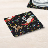 Rick and Morty | Christmas Reindeer Sleigh Pattern Kartonnen Onderzetters (Schuin)