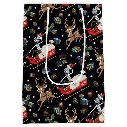 Rick and Morty | Christmas Reindeer Sleigh Pattern Medium Cadeauzakje (Achterkant)