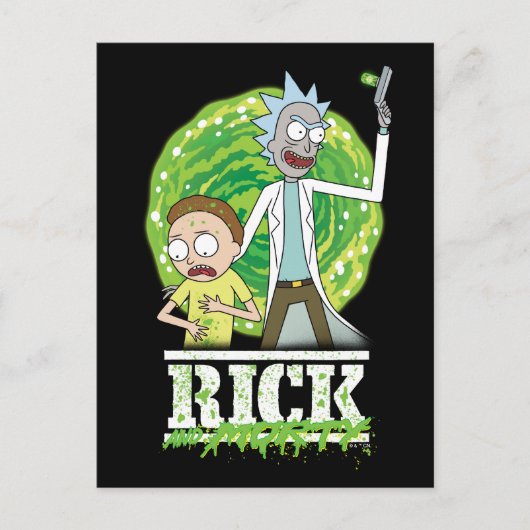 RICK AND MORTY™ | groene splash Briefkaart (Voorkant)