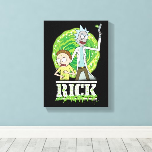 RICK AND MORTY™ | groene splash Canvas Afdruk (Insitu (Houten vloer))