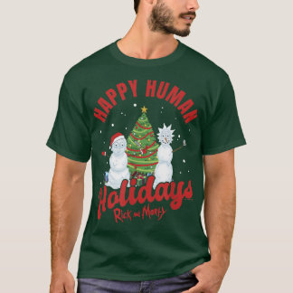 Rick and Morty Happy Human Feestdagen Cele T-shirt