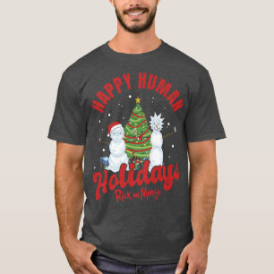 Rick and Morty Happy Human Feestdagen Cele T-shirt