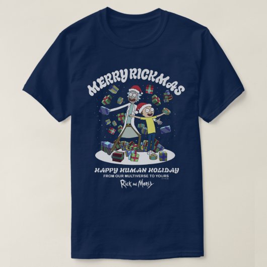 Rick and Morty Kerstmis Merry Rickmas Happy Human T-shirt (Design voorkant)