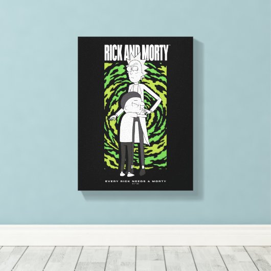RICK AND MORTY™ | Morty Hugging Rick Canvas Afdruk (Insitu (Houten vloer))