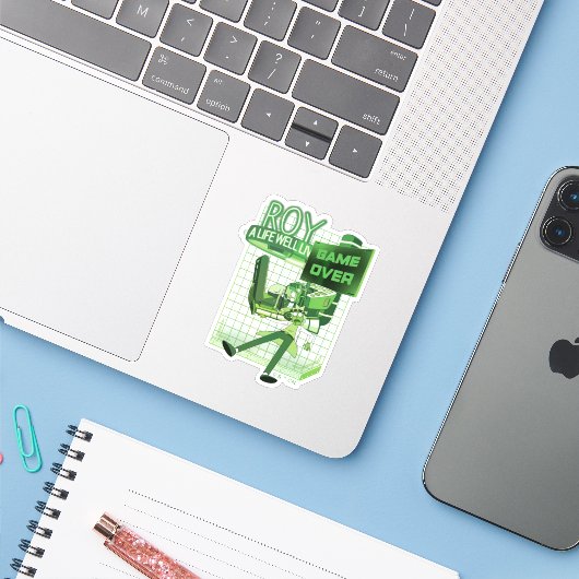 RICK AND MORTY™ | Roy A Life Well Lived Sticker (Laptop met iPhone)