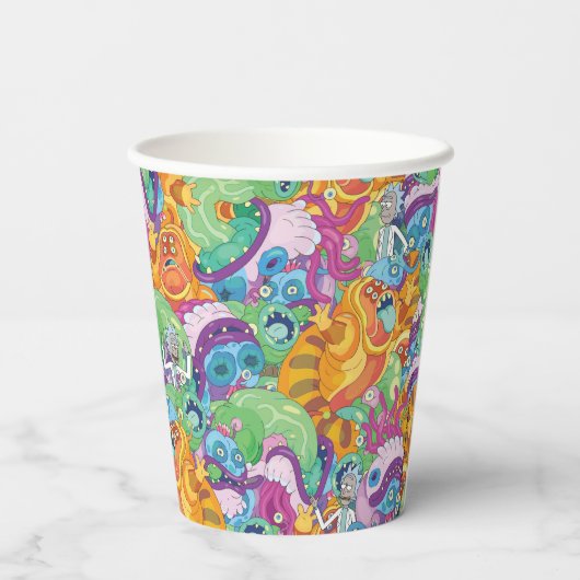 Rick Apocalypse Party Alien Pattern Papieren Bekers (Achterkant)