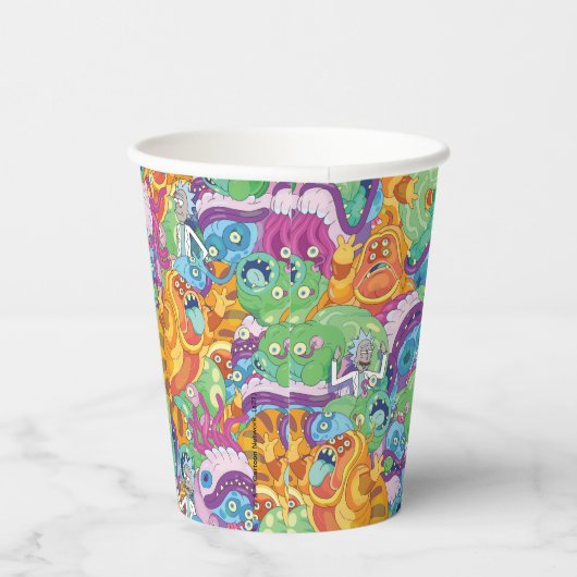 Rick Apocalypse Party Alien Pattern Papieren Bekers (Rechts)