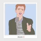Rick Astley Cartoon Vinyl Sticker (Vel)