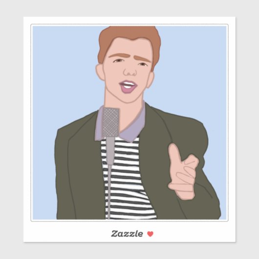 Rick Astley Cartoon Vinyl Sticker (Vel)