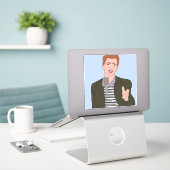 Rick Astley Cartoon Vinyl Sticker (Laptop op bureau)