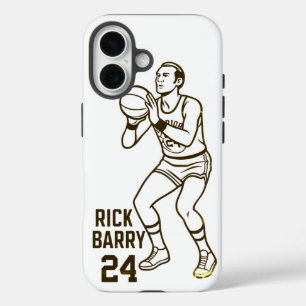 Rick Barry Basketball Legend Cartoon Classic Hoesj iPhone 16 Hoesje