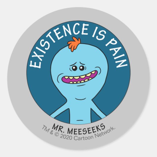 RICK EN MORTY™ | Aanwezigheid is pijn Ronde Sticker (Voorkant)