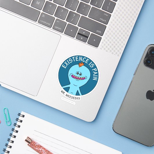 RICK EN MORTY™ | Aanwezigheid is pijn Sticker (Laptop met iPhone)