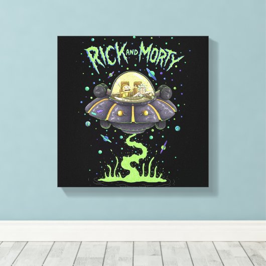 RICK EN MORTY™ | Afbeelding van de ruimtevlucht Canvas Afdruk (Insitu (Houten vloer))