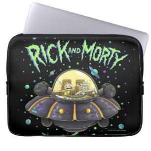 RICK EN MORTY™   Afbeelding van de ruimtevlucht Laptop Sleeve