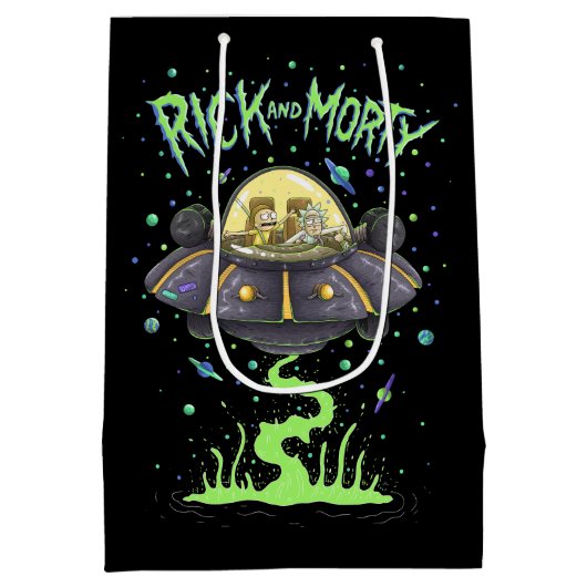 RICK EN MORTY™ | Afbeelding van de ruimtevlucht Medium Cadeauzakje (Achterkant)