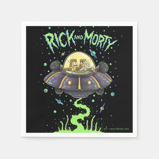 RICK EN MORTY™ | Afbeelding van de ruimtevlucht Servet (Voorkant)