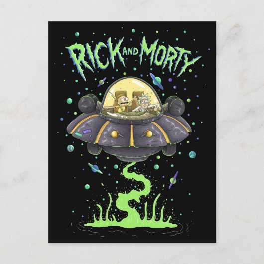 RICK EN MORTY™ | Afbeelding van de ruimtevlucht Uitnodiging Briefkaart (Voorkant)