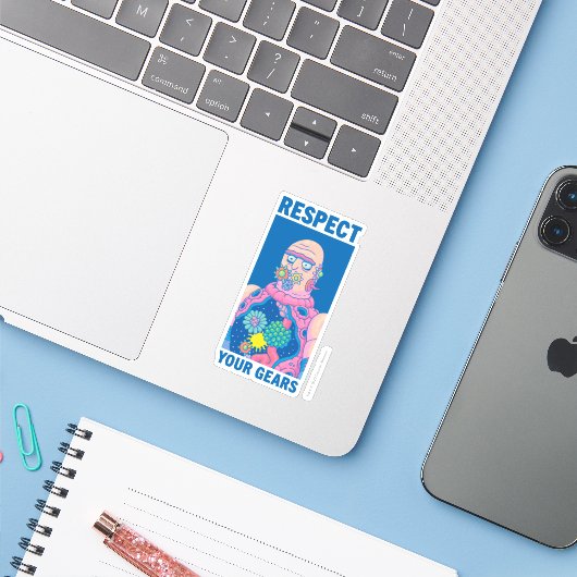 RICK EN MORTY™ | Eerbiediging van uw tandwielen Sticker (Laptop met iPhone)