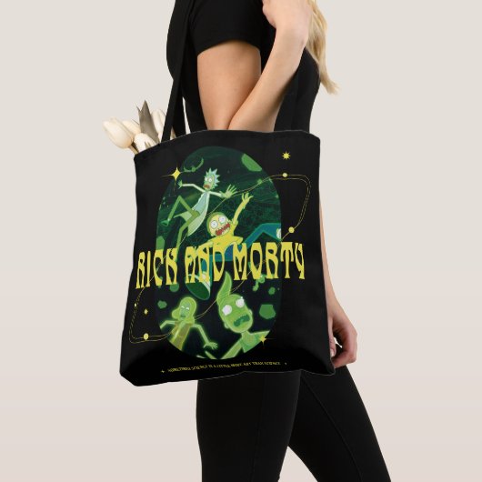 Rick en Morty Falling Quote Badge Tote Bag (Dichtbij)