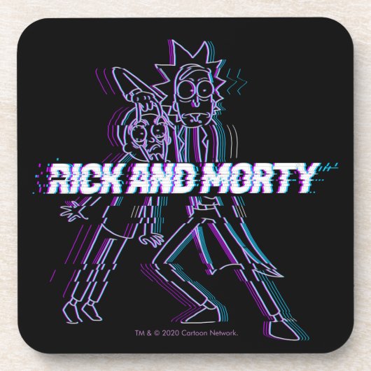 RICK EN MORTY™ | Glitched Rick en Morty Bier Onderzetter (Voorkant)