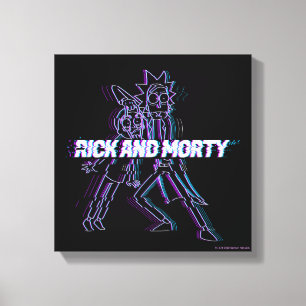RICK EN MORTY™   Glitched Rick en Morty Canvas Afdruk