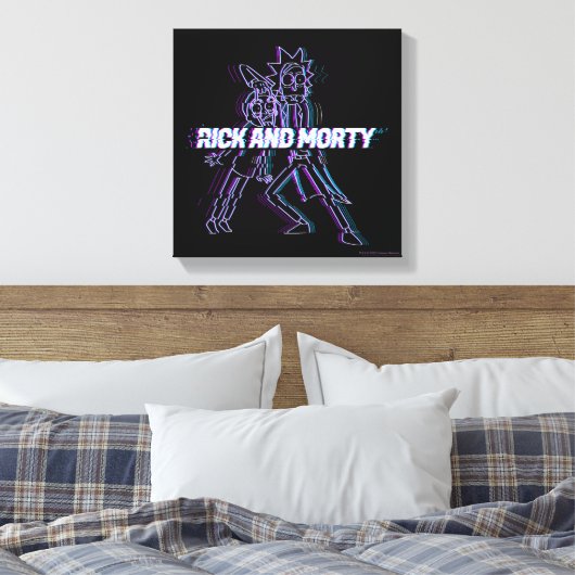 RICK EN MORTY™ | Glitched Rick en Morty Canvas Afdruk (Insitu (Slaapkamer))