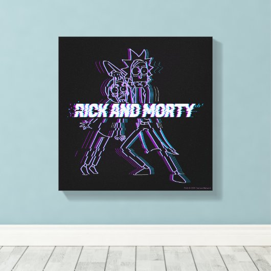 RICK EN MORTY™ | Glitched Rick en Morty Canvas Afdruk (Insitu (Houten vloer))