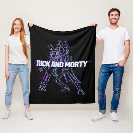 RICK EN MORTY™ | Glitched Rick en Morty Fleece Deken (In situ)