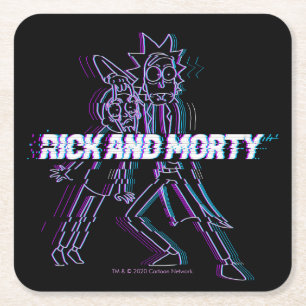 RICK EN MORTY™   Glitched Rick en Morty Kartonnen Onderzetters
